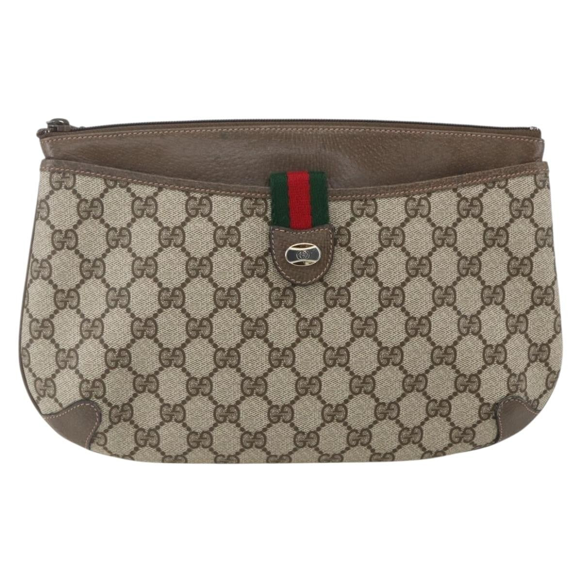 Gucci Vintage Web Crossbody Bag Gg Coated Canvas Beige Canvas Shoulder Bag Bag (Pre-Owned)