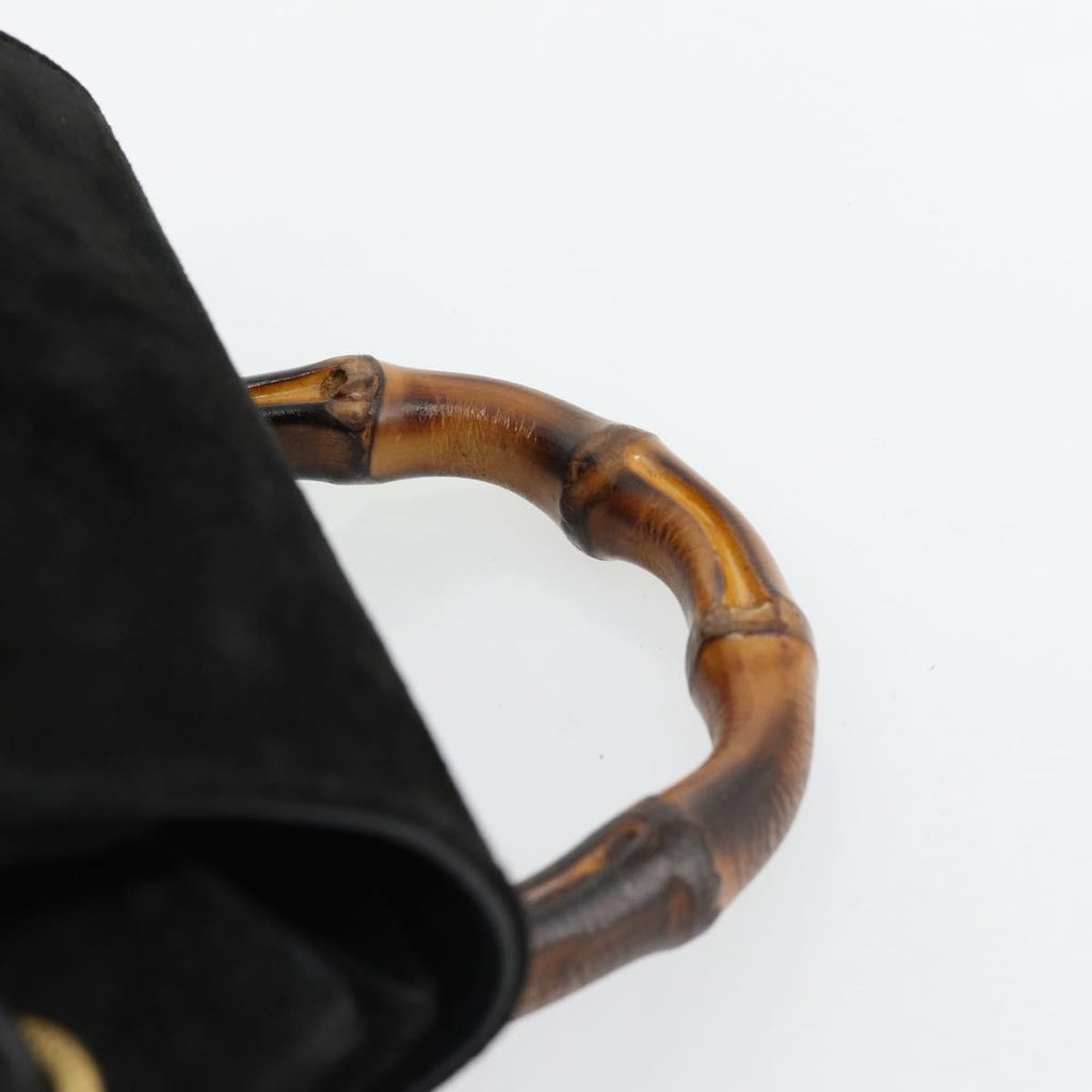 Gucci Vintage Bamboo Backpack Suede Black Suede Backpack Bag (Pre-Owned)