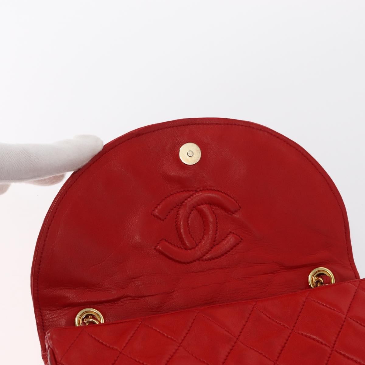 Chanel Camellia Rounded Clutch Satin And Leather Red Leather Shoulder Bag Bag