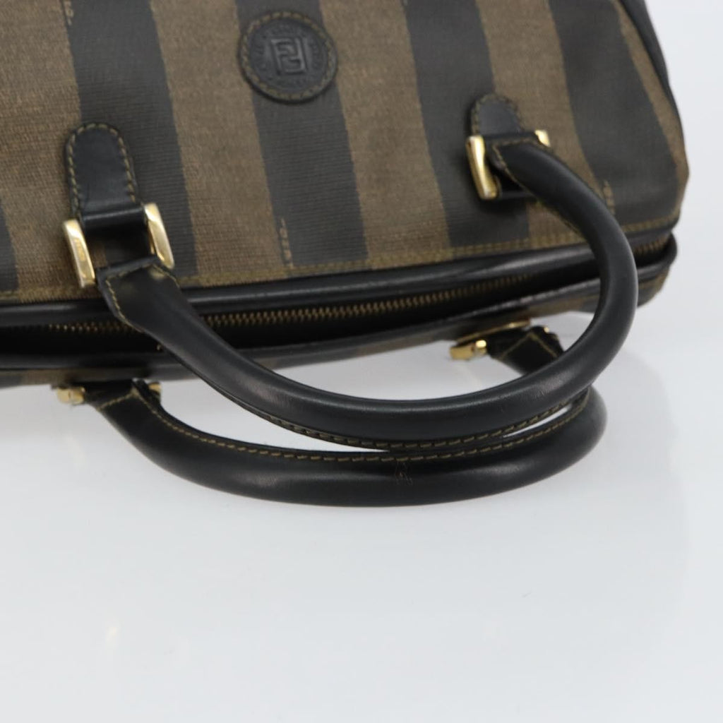 Fendi Vintage Pequin Boston Bag Coated Canvas Black Canvas Bag