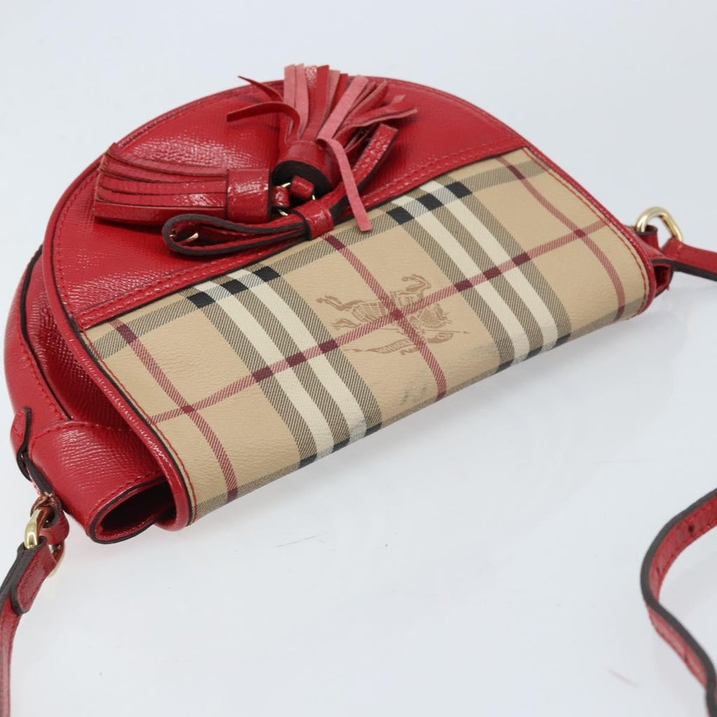 Burberry Maydown Crossbody Bag Haymarket Coated Canvas And Leather Beige Canvas Shoulder Bag
