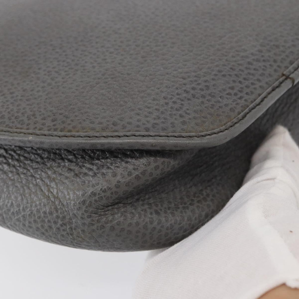 Christian Dior Vintage Cd Logo Shoulder Bag Leather Gray Leather Shoulder Bag Bag (Pre-Owned)
