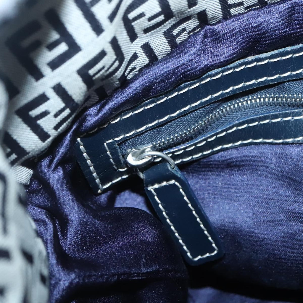 Fendi Ff Logo Mon Tresor Bucket Bag Printed Shearling With Leather Navy Canvas Shoulder Bag Bag