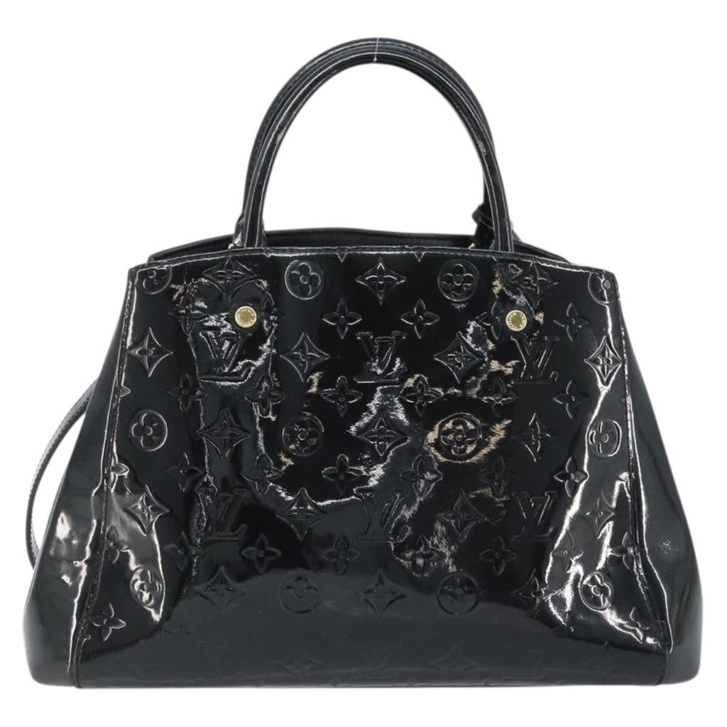 Louis Vuitton Montaigne Handbag Monogram Vernis Black Patent_Leather Handbag