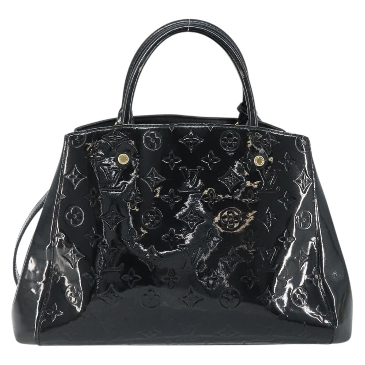 Louis Vuitton Montaigne Handbag Monogram Vernis Black Patent_Leather Handbag