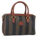 Fendi Vintage Pequin Convertible Boston Bag Coated Canvas Brown Canvas Handbag