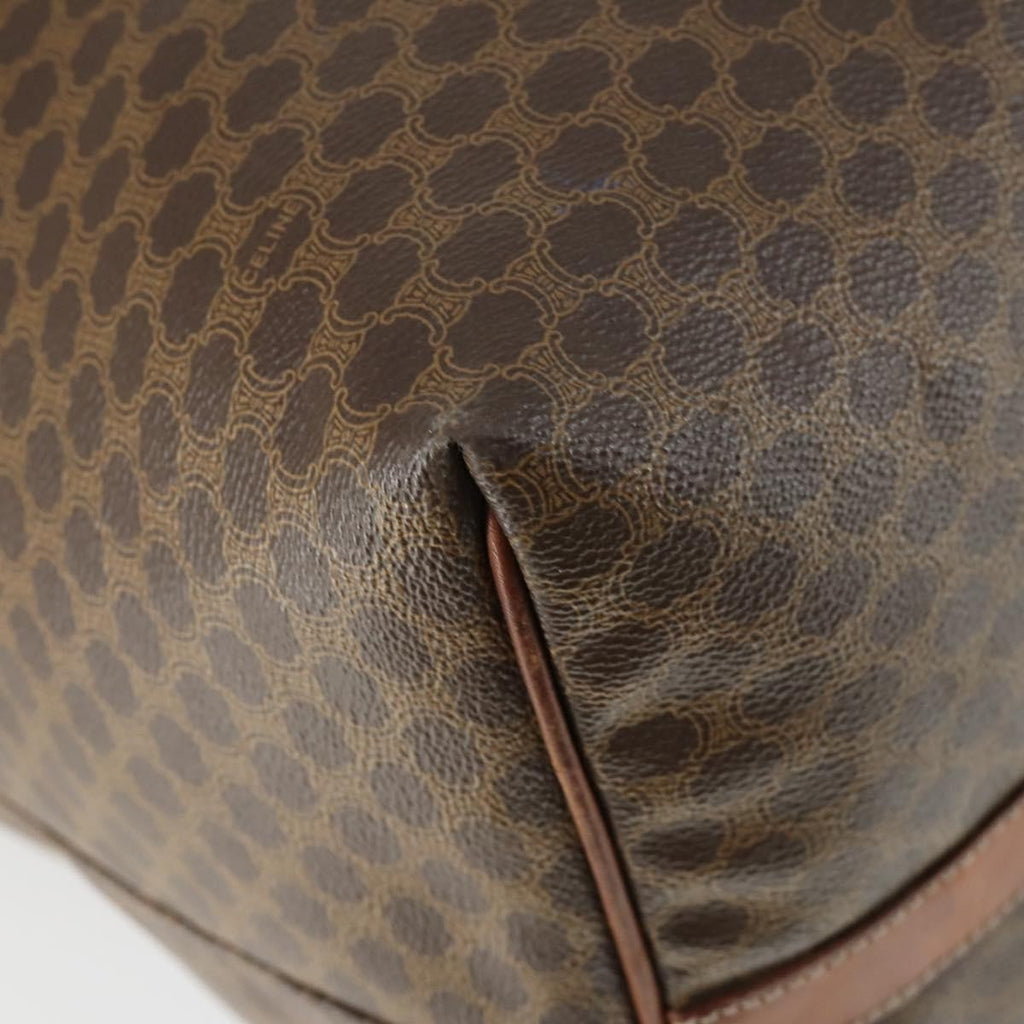 Celine Vintage Macadam Boston Bag Canvas And Leather Brown Canvas Travel Bag Bag
