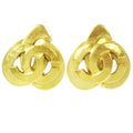 Chanel Vintage Cc Heart Clip-On Earrings Metal Gold Gold Earrings Jewelry