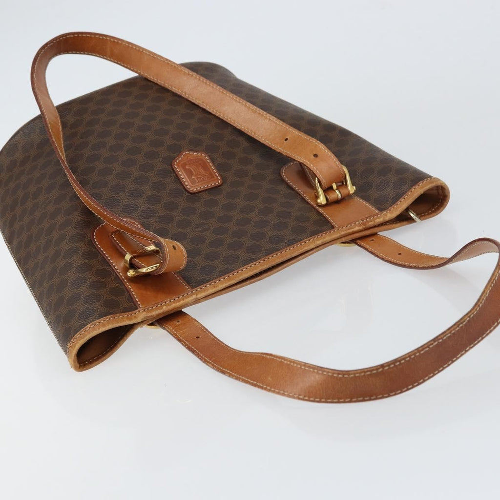 Celine Vintage Macadam Tote Bag Canvas Brown Pvc Tote Bag Bag