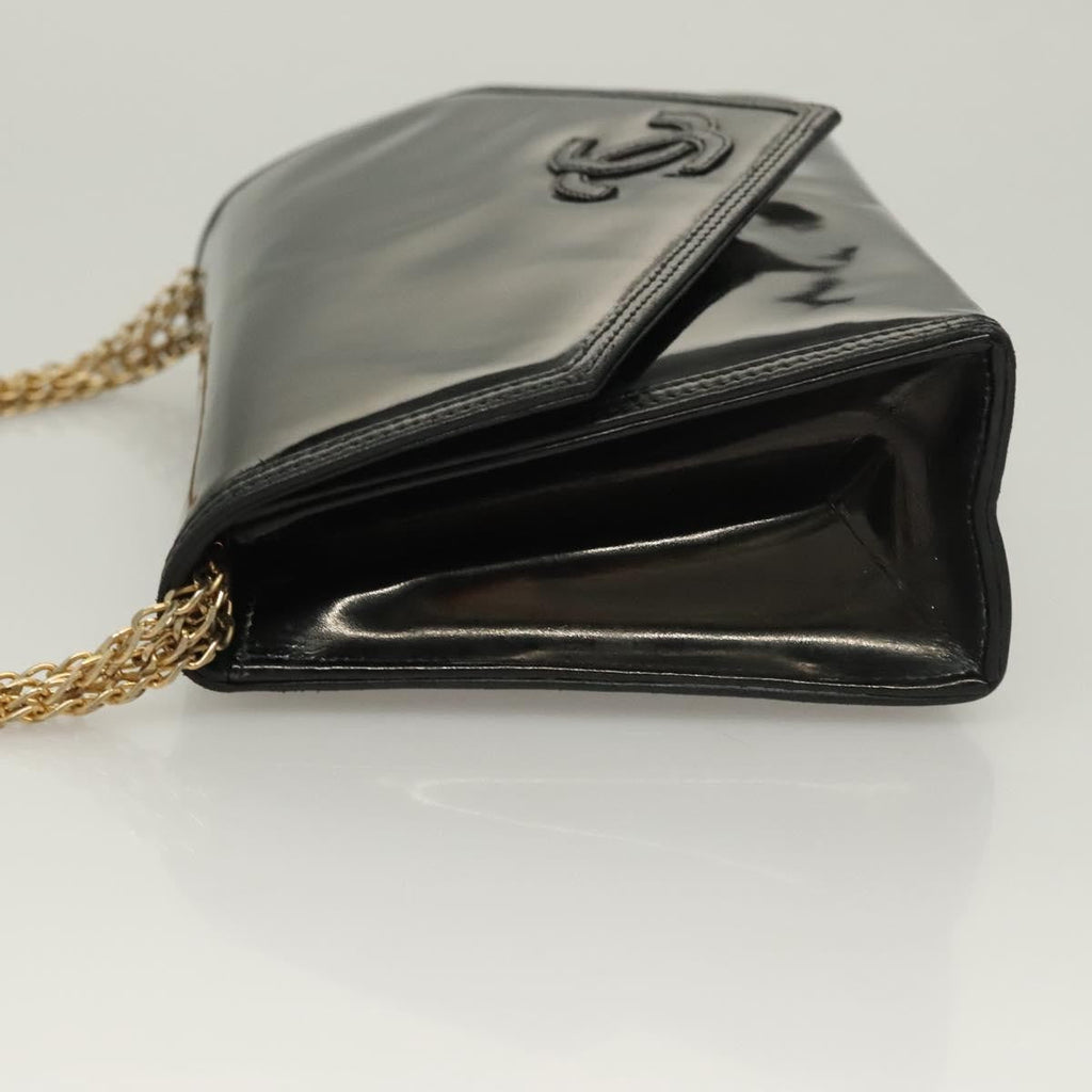 Chanel Cc Envelope Flap Crossbody Patent Leather Black Patent_Leather Clutche & Pouche Bag