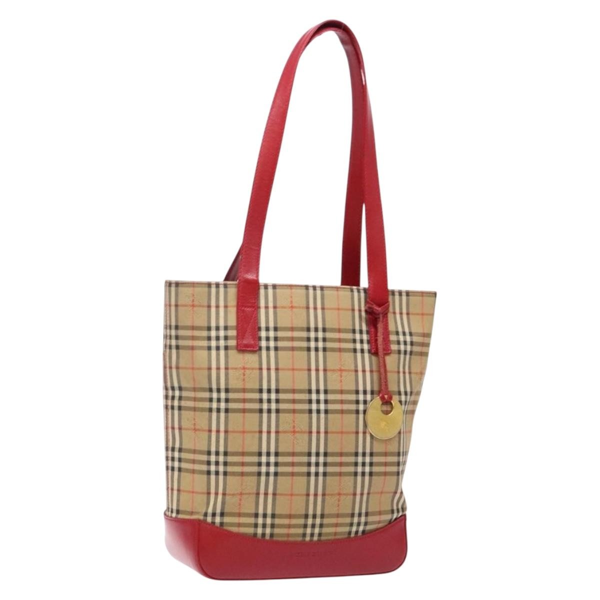 Burberry Nova Check Tote Canvas Check Pattern Beige Canvas Tote Bag