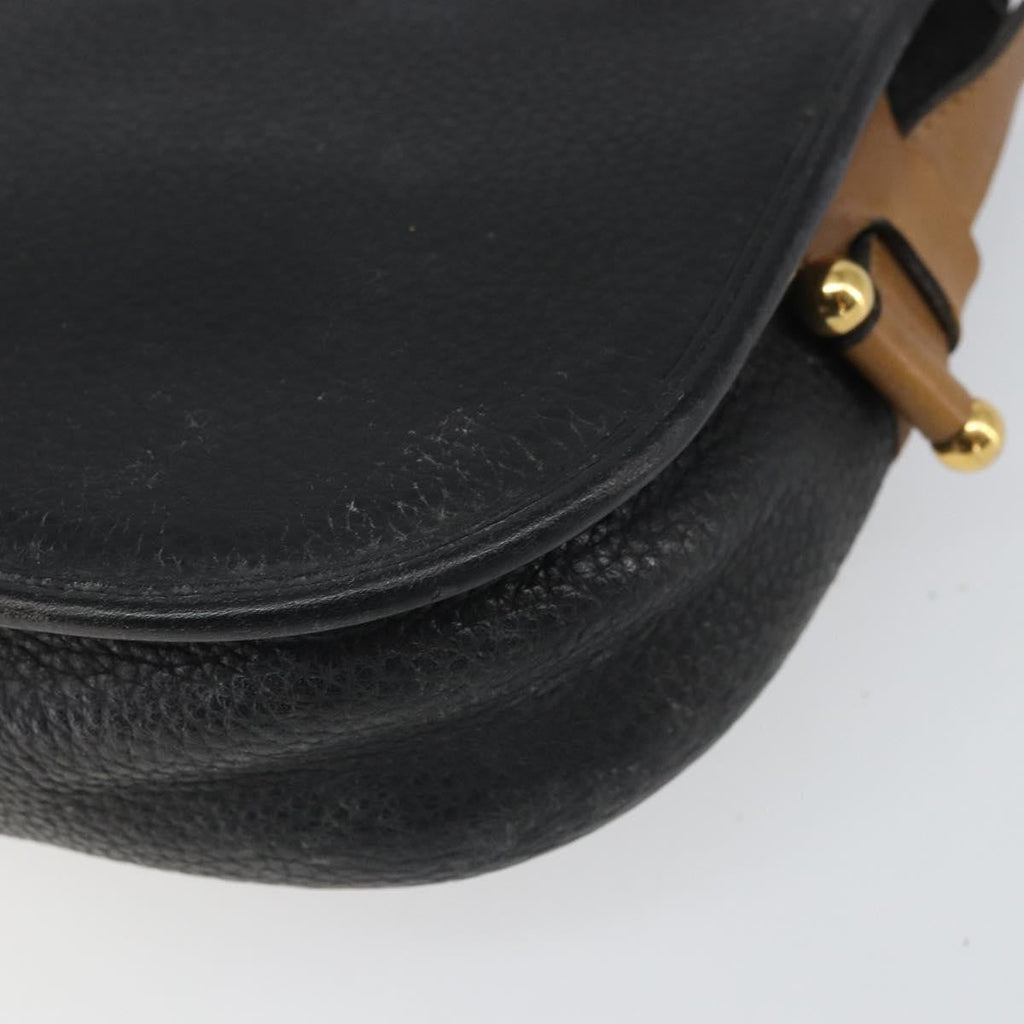 Christian Dior Vintage Shoulder Bag Leather Black Leather Shoulder Bag Bag (Pre-Owned)