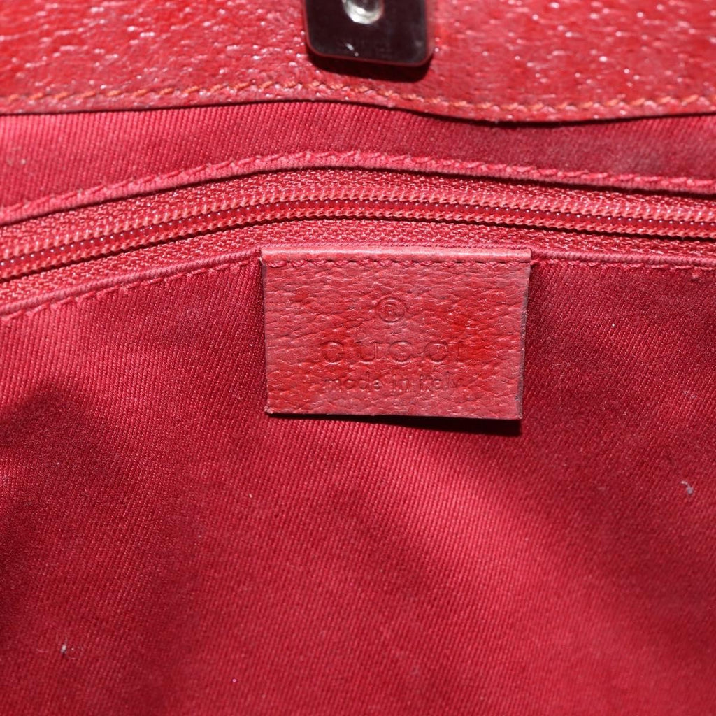 Gucci Vintage Ring Tote Gg Canvas With Leather Red Canvas Handbag (Pre-Owned)