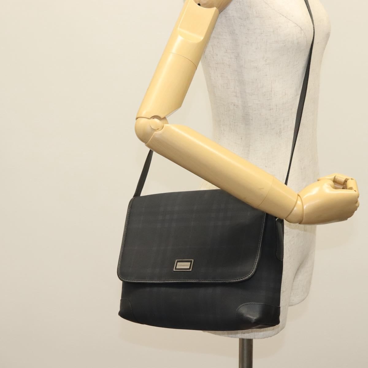Burberry Nova Check Shoulder Bag Canvas Navy Canvas Shoulder Bag