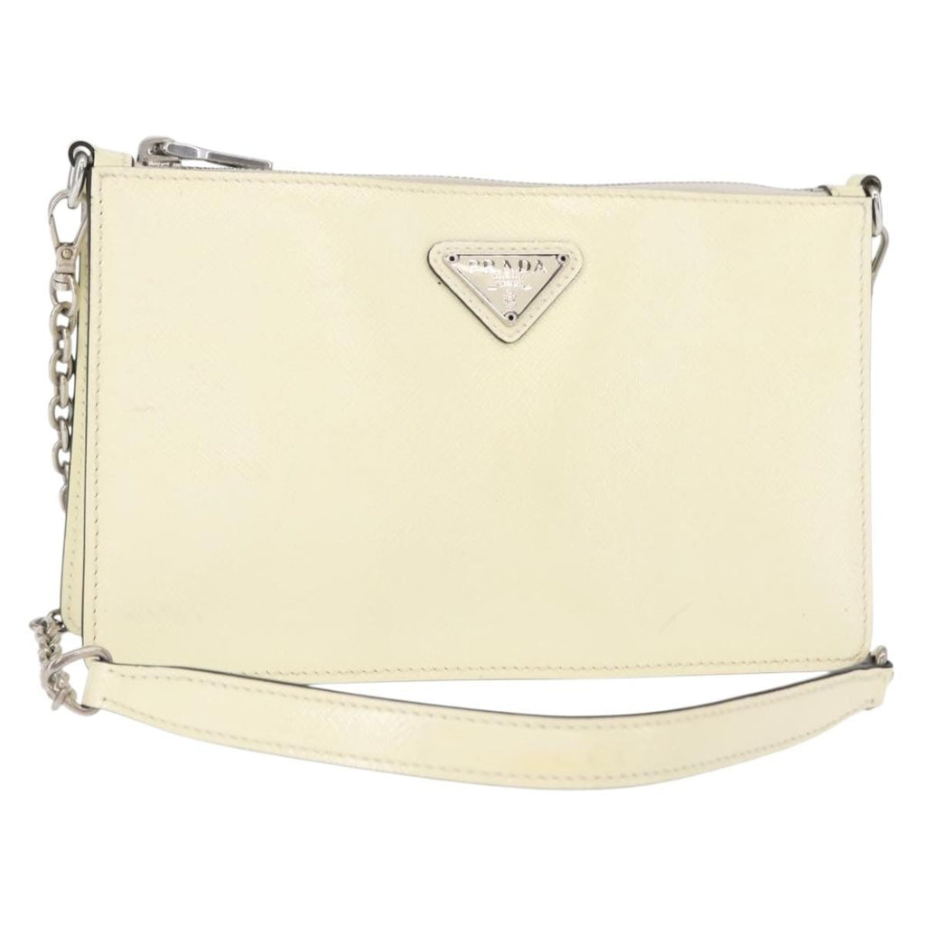 Prada Chain Crossbody Bag Vernice Saffiano Leather White Leather Shoulder Bag Bag