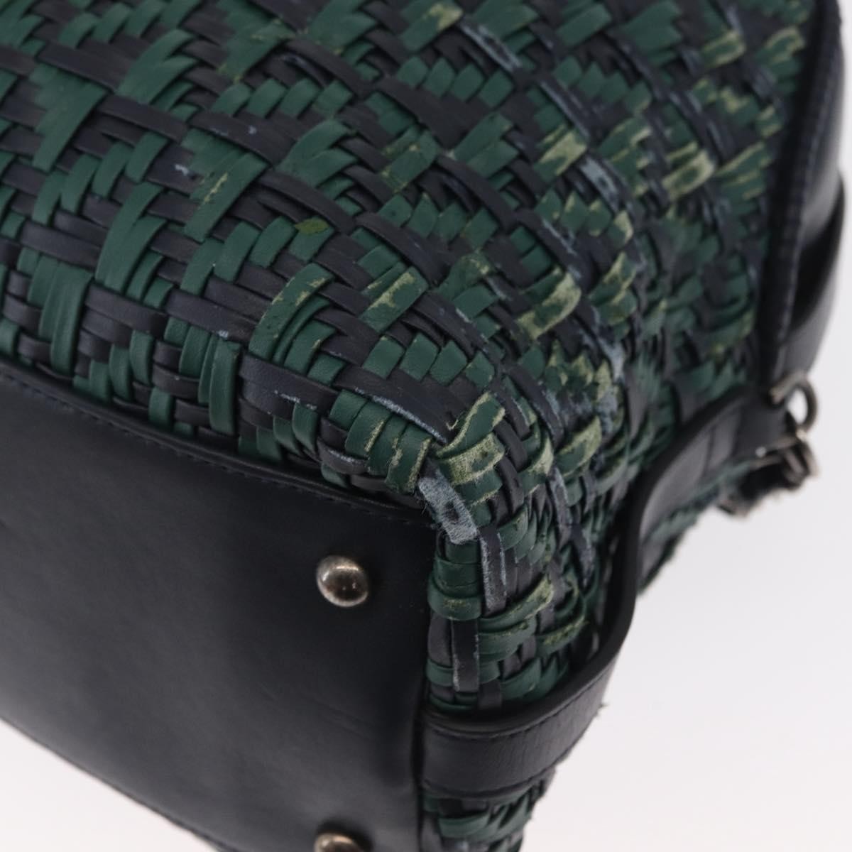 Chanel Convertible Chain Bowler Bag Woven Calfskin Green Leather Handbag