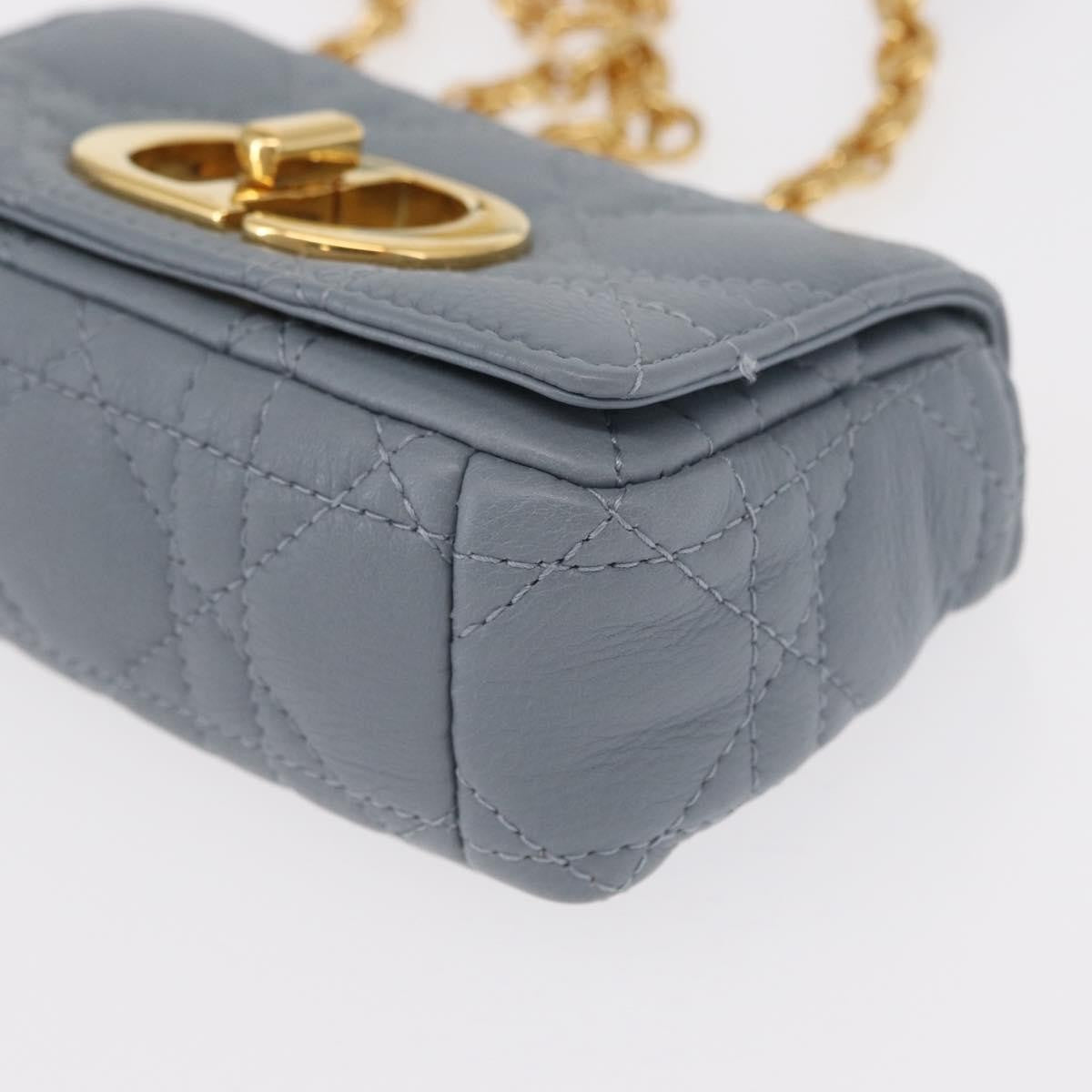 Christian Dior Caro Bag Cannage Quilt Calfskin Blue Leather Shoulder Bag Bag (Pre-Owned)