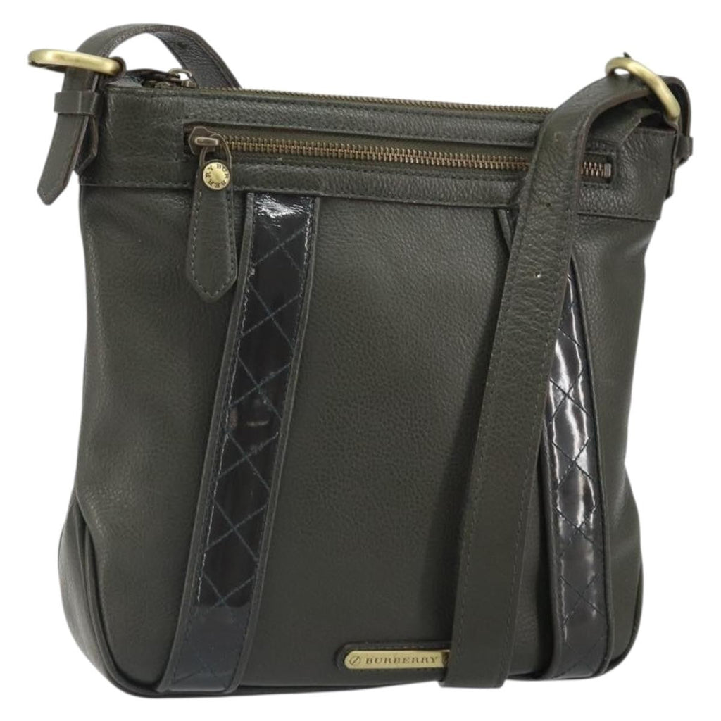 Burberry Vintage Shoulder Bag Leather Khaki Leather Shoulder Bag