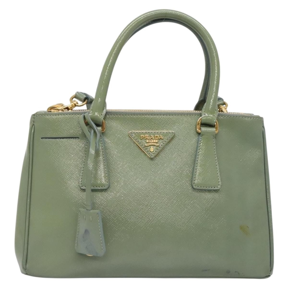 Prada Double Zip Lux Tote Saffiano Leather Gold Leather Handbag