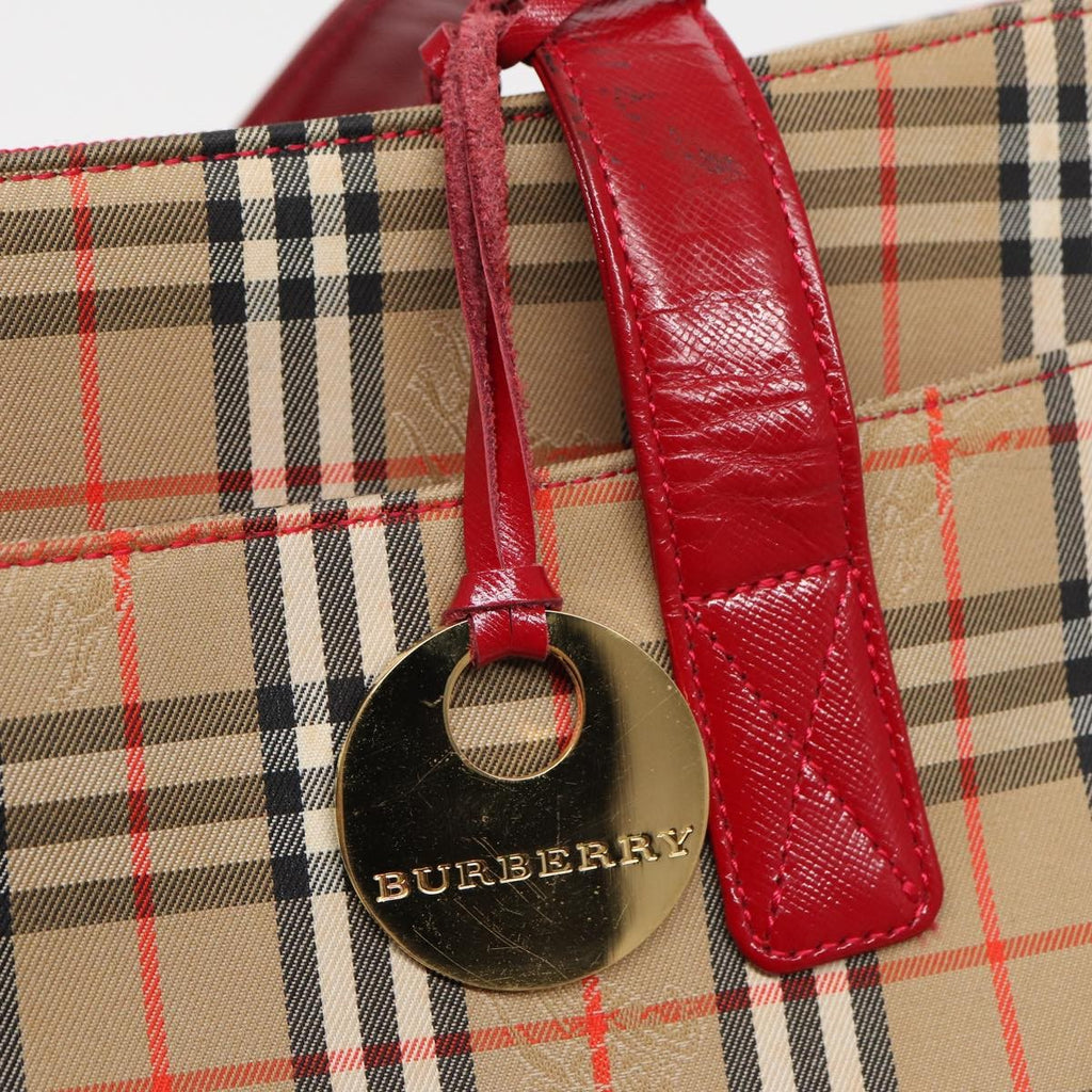 Burberry Nova Check Tote Canvas And Leather Beige Canvas Tote Bag