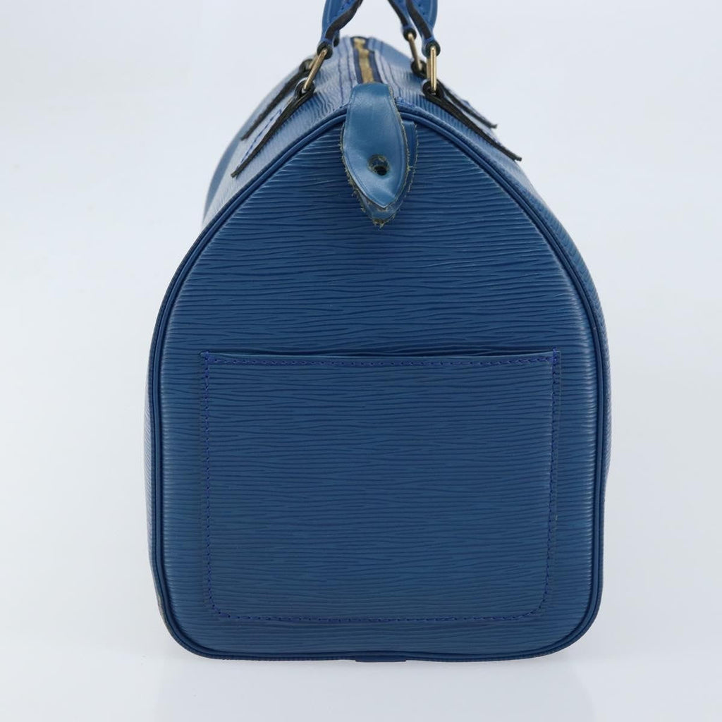 Louis Vuitton Speedy Handbag Epi Leather Blue Leather Handbag