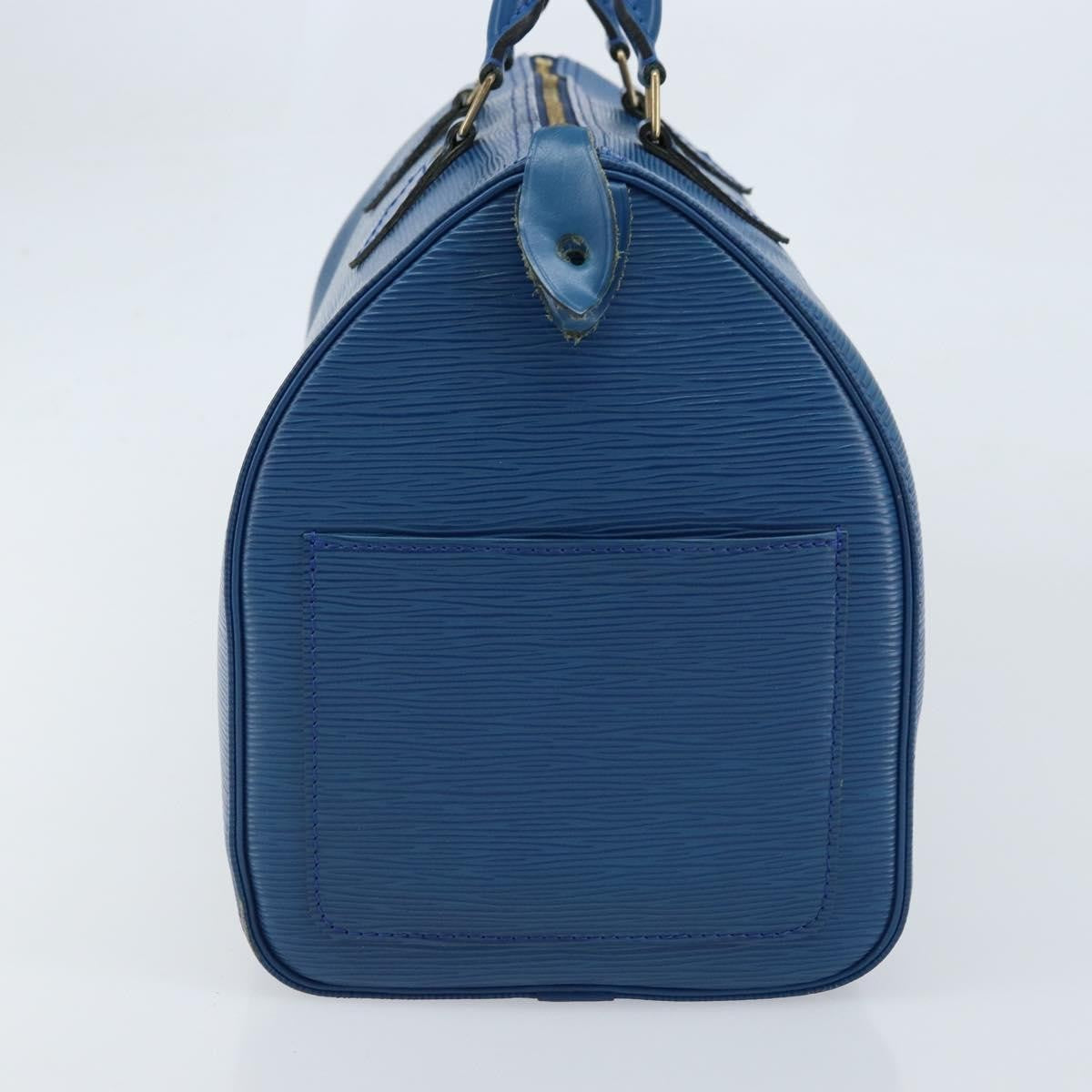 Louis Vuitton Speedy Handbag Epi Leather Blue Leather Handbag