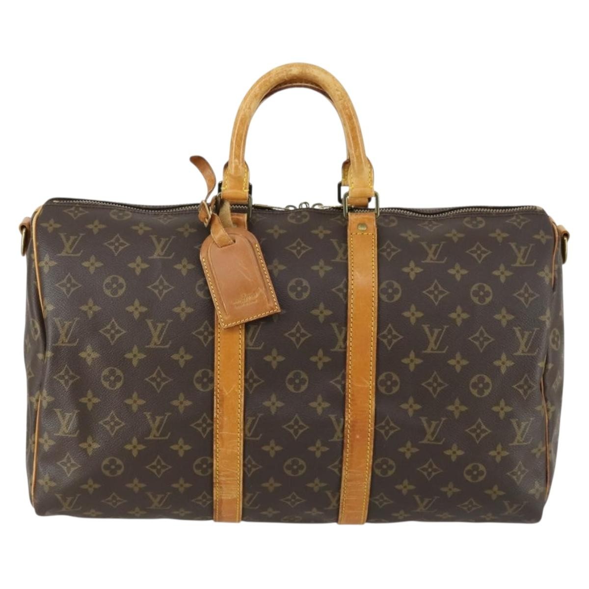 Louis Vuitton Keepall Bandouliere Bag Monogram Canvas Brown Canvas Travel Bag