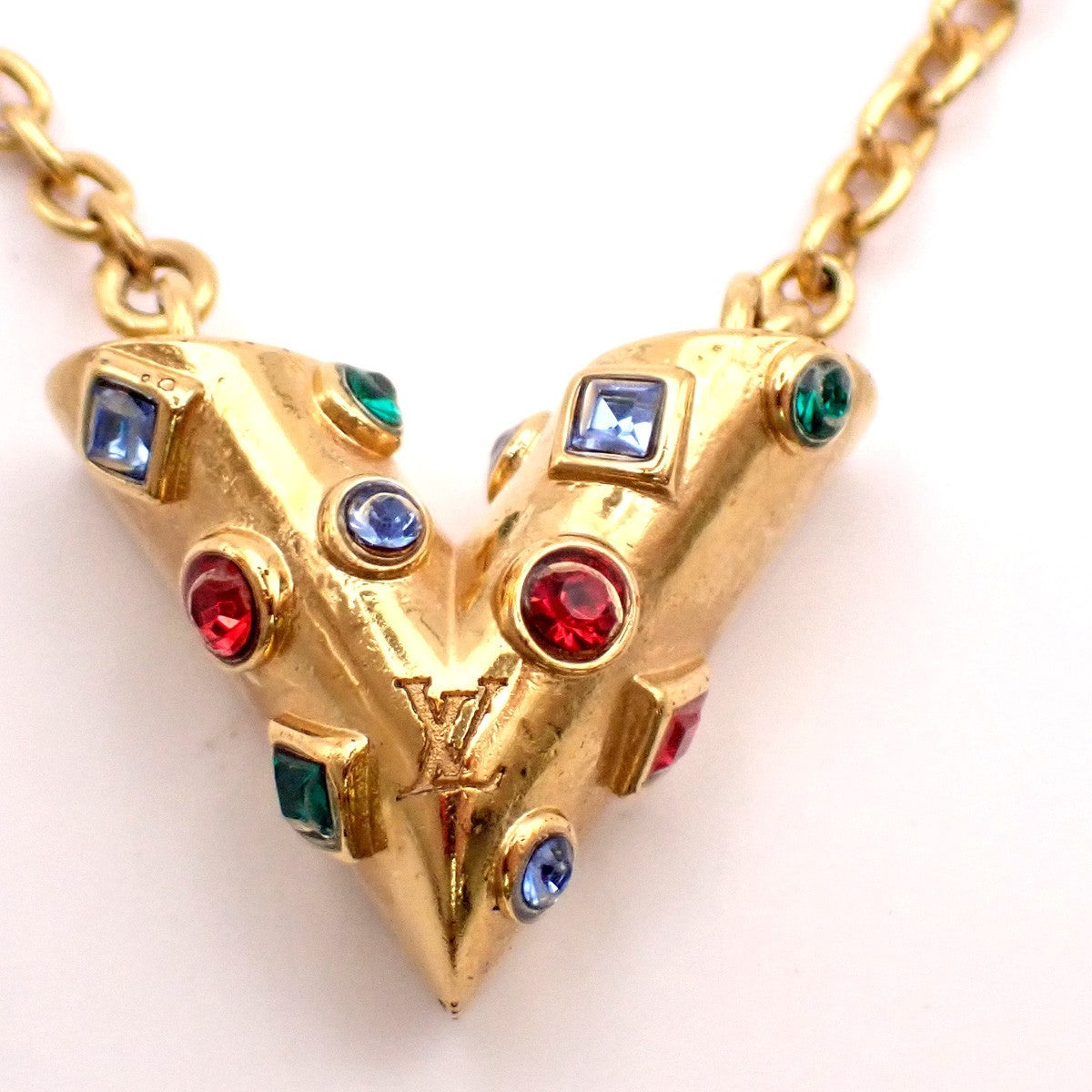 Louis Vuitton Essential V Necklace Metal Gold Gold_Plated Necklace Jewelry