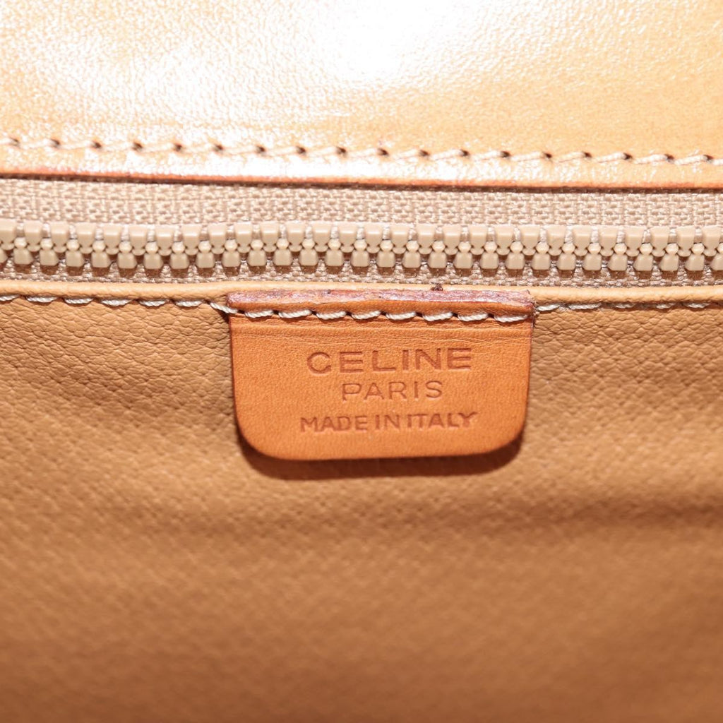 Celine Vintage Convertible Top Handle Bag Macadam Coated Canvas Brown Canvas Bag