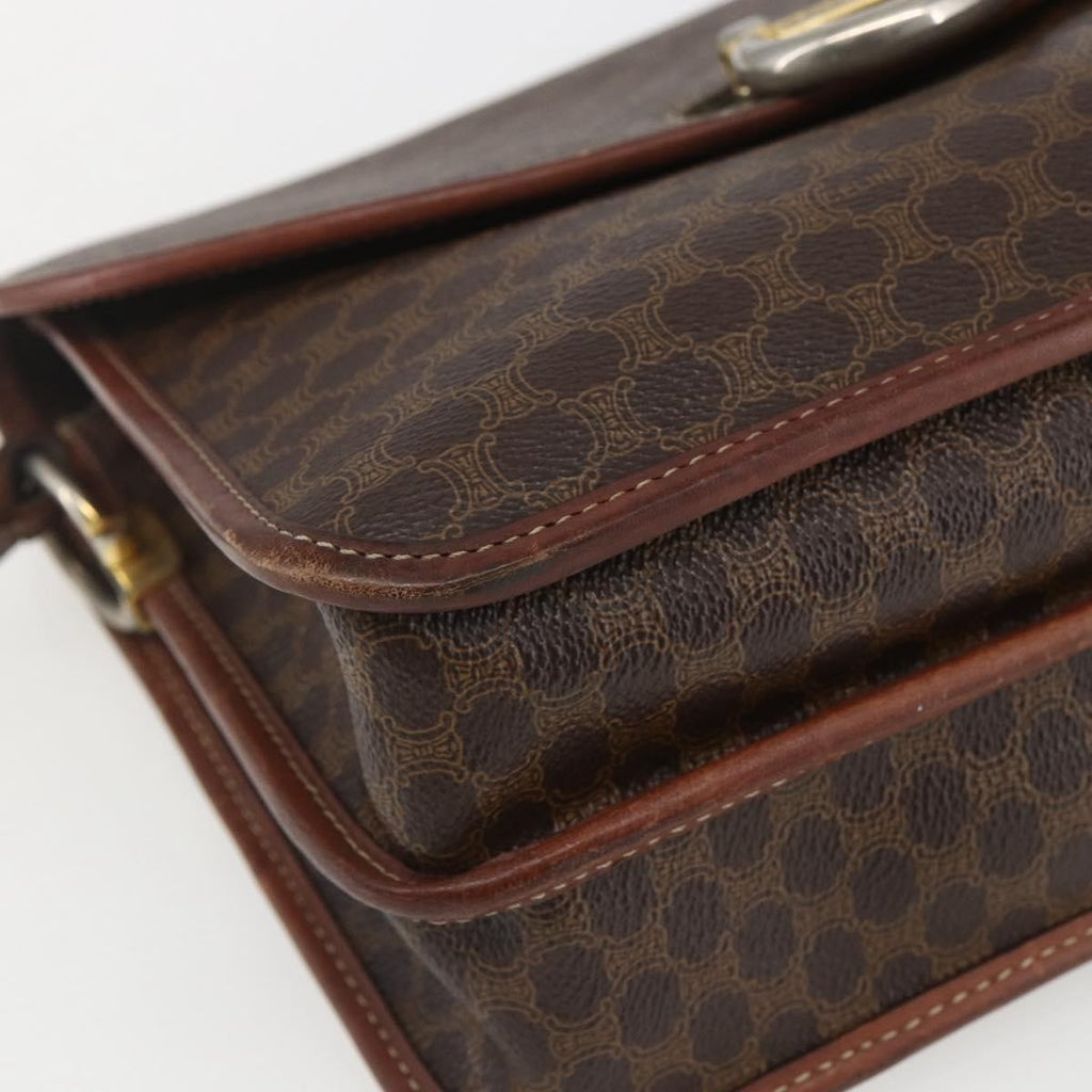 Celine Vintage Macadam Shoulder Bag Canvas Brown Canvas Shoulder Bag Bag