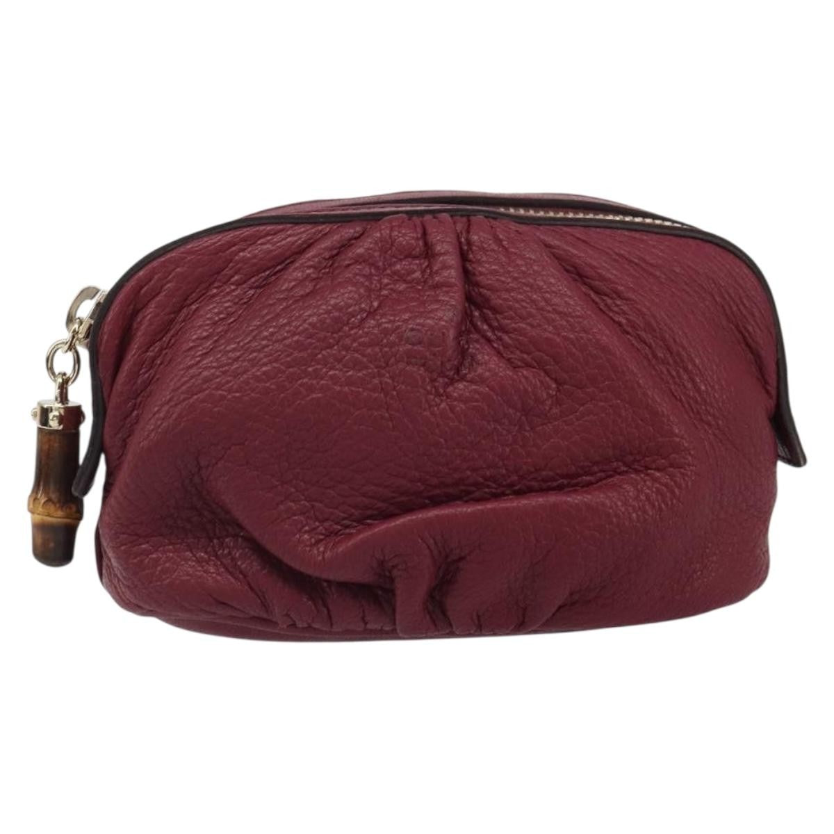 Gucci Bamboo Pouch Leather Purple Leather Clutche & Pouche Bag (Pre-Owned)