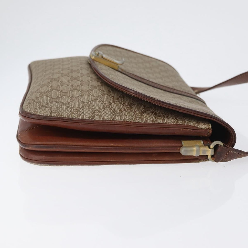 Celine Vintage Macadam Shoulder Bag Canvas And Leather Beige Canvas Shoulder Bag Bag