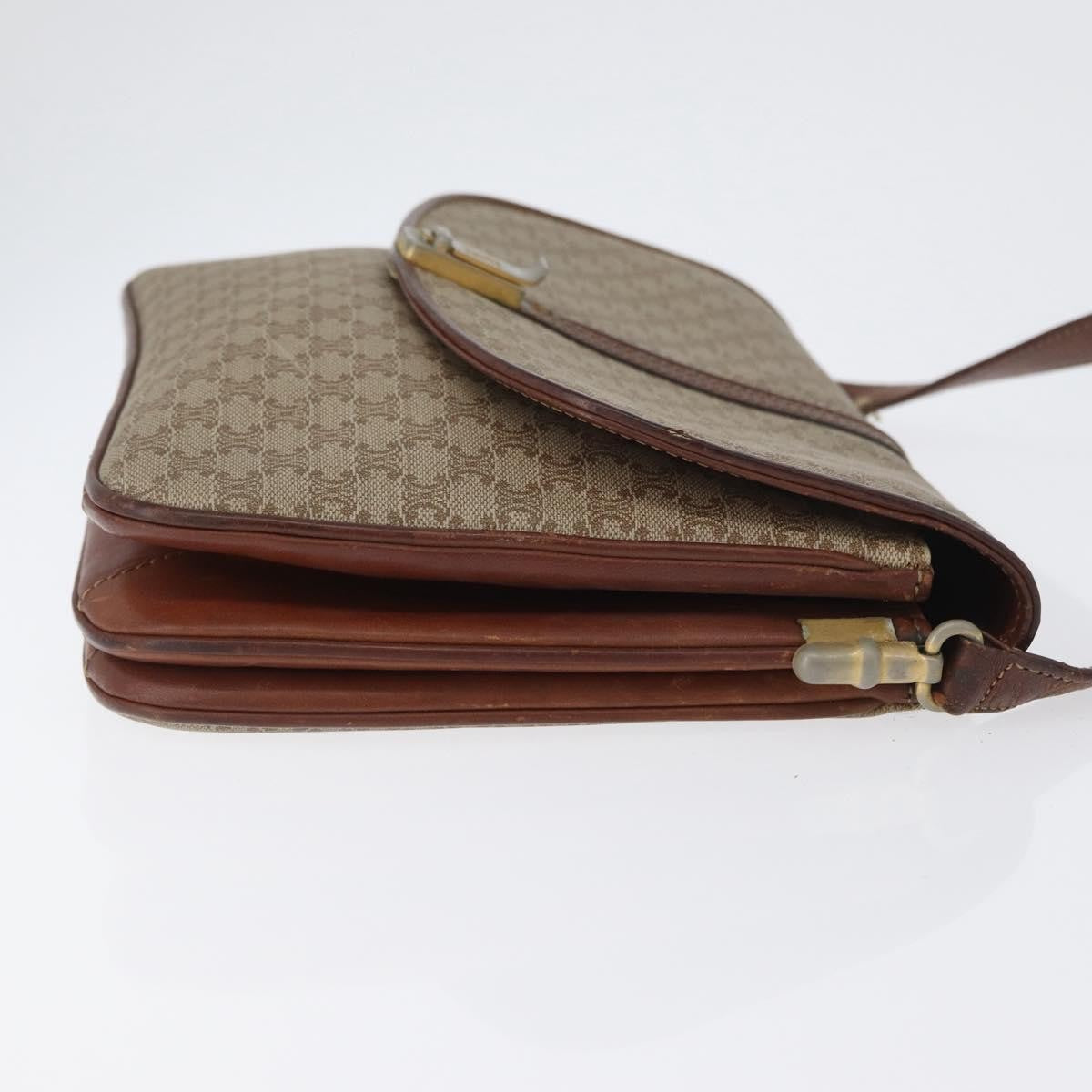 Celine Vintage Macadam Shoulder Bag Canvas And Leather Beige Canvas Shoulder Bag Bag