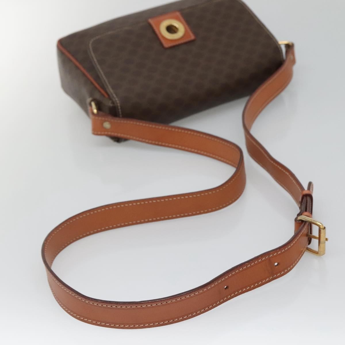 Celine Vintage Macadam Shoulder Bag Canvas And Leather Brown Canvas Shoulder Bag Bag