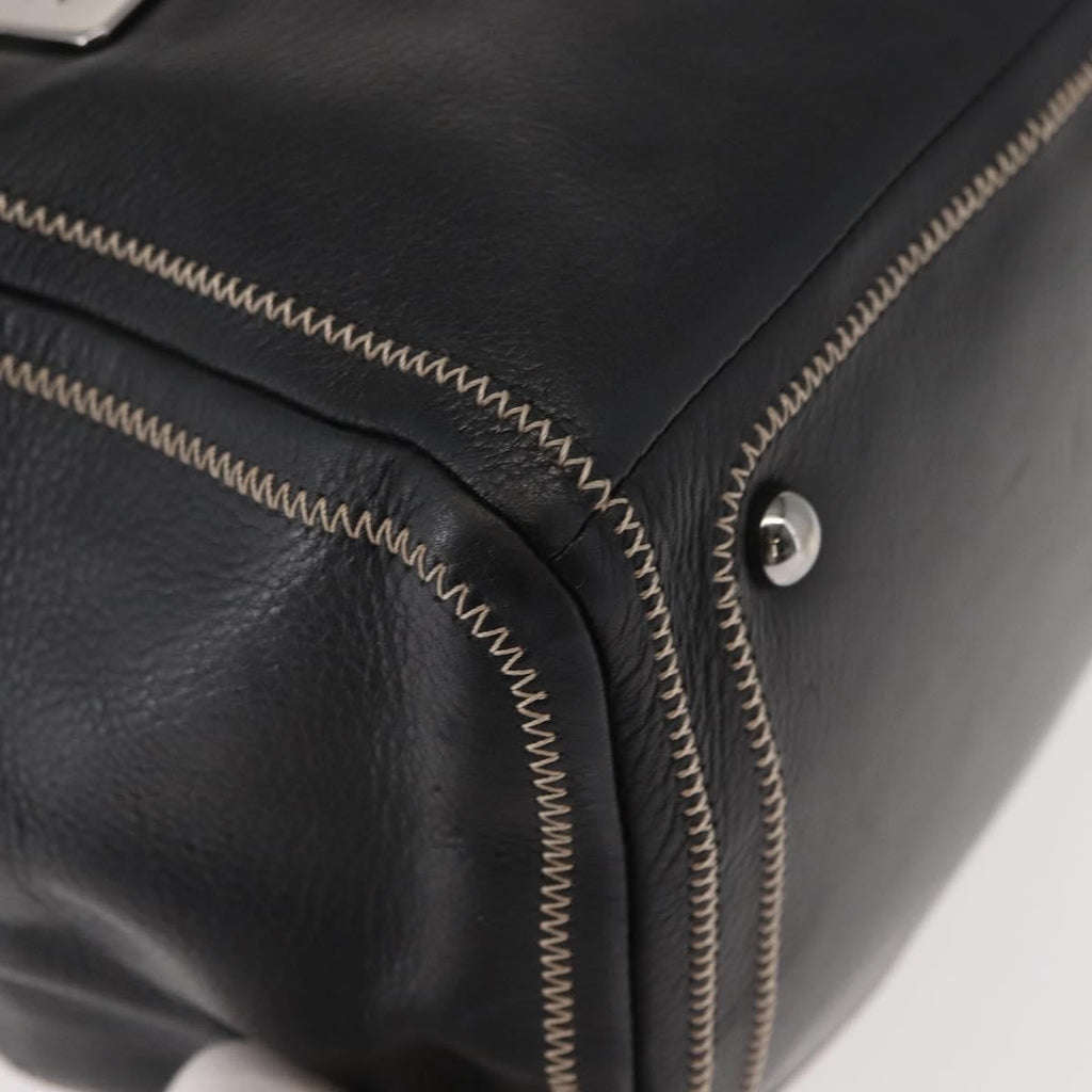 Chanel Cc Bowler Quilted Caviar Black Leather Handbag