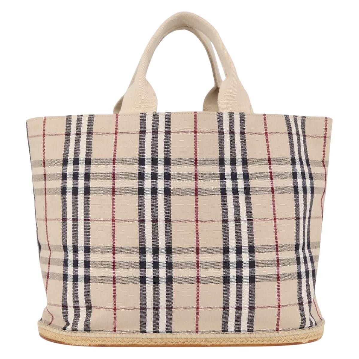 Burberry Nova Check Tote Canvas Check Pattern Beige Canvas Tote Bag