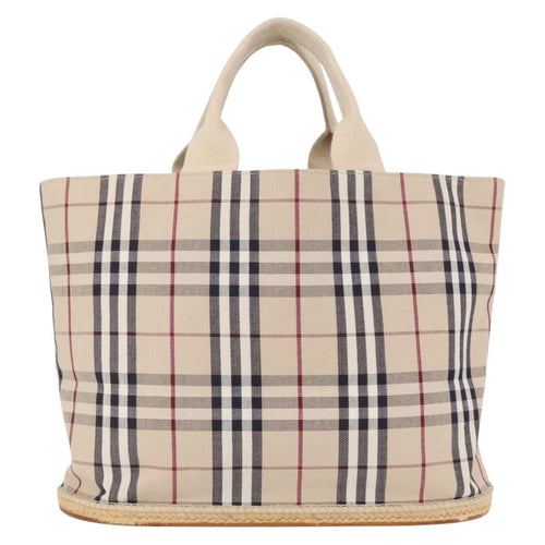 Burberry Nova Check Tote Canvas Check Pattern Beige Canvas Tote Bag