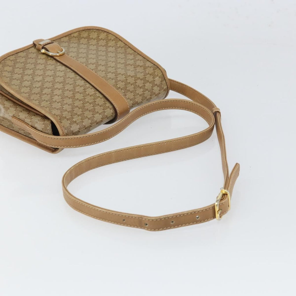 Celine Vintage Macadam Shoulder Bag Canvas Beige Canvas Shoulder Bag Bag