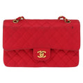 Chanel Timeless - Classic Double Flap Bag Quilted Satin Red Satin Shoulder Bag Bag