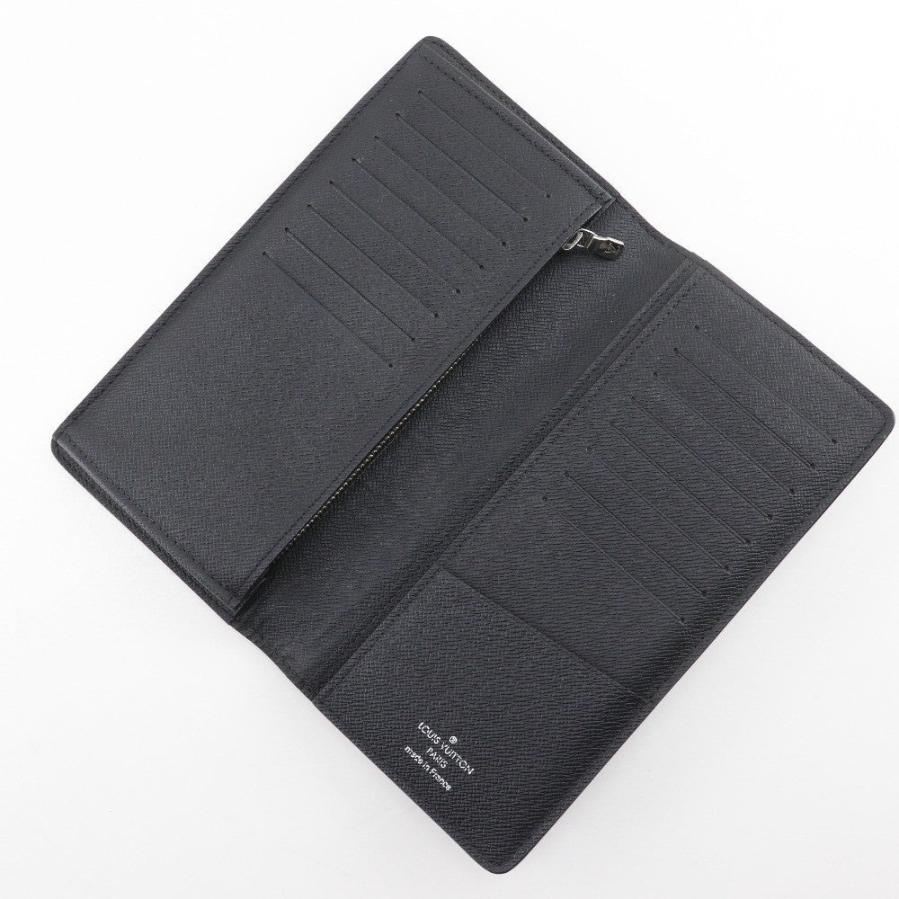 Louis Vuitton Brazza Long Bifold Wallet Taiga Leather Black Leather Wallets Accessory