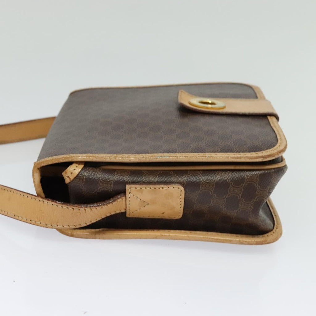 Celine Macadam Shoulder Bag Pvc Leather Brown Canvas Bag