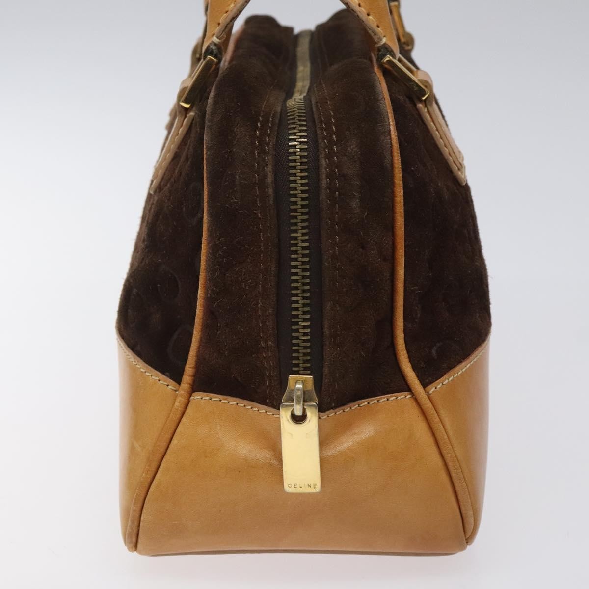 Celine C Macadam Handbag Suede And Leather Brown Suede Handbag