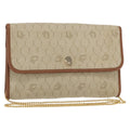 Christian Dior Vintage Honeycomb Chain Canvas Beige Canvas Shoulder Bag Bag (Pre-Owned)