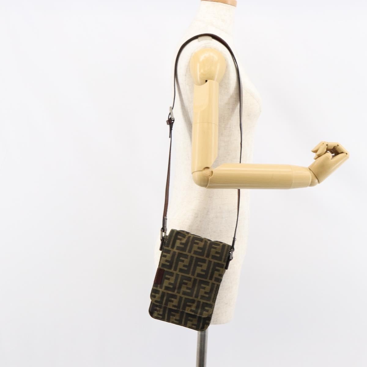 Fendi Flat Messenger Bag Zucca Canvas Brown Canvas Shoulder Bag Bag