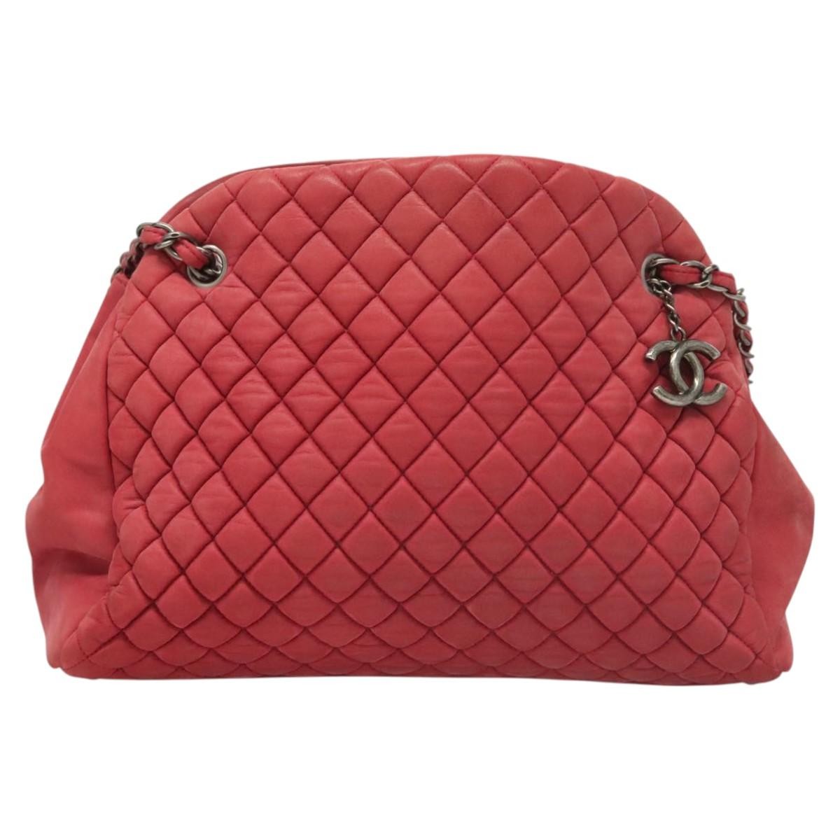 Chanel Matelasse Chain Shoulder Bag Leather Pink Leather Handbag