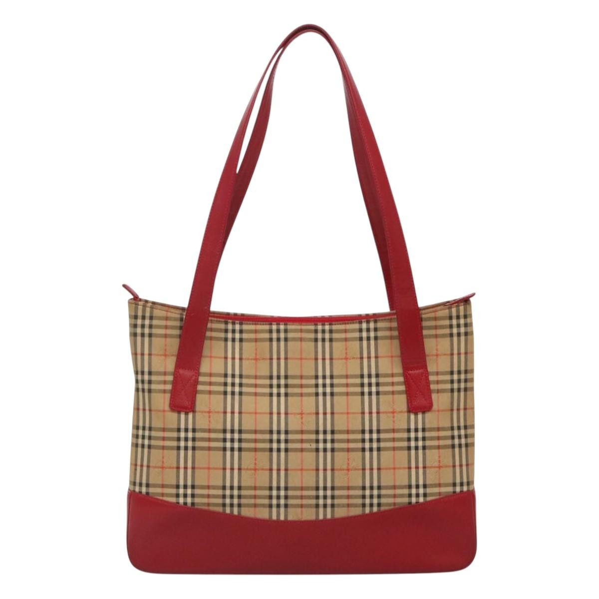 Burberry Nova Check Tote Canvas And Leather Beige Canvas Tote Bag
