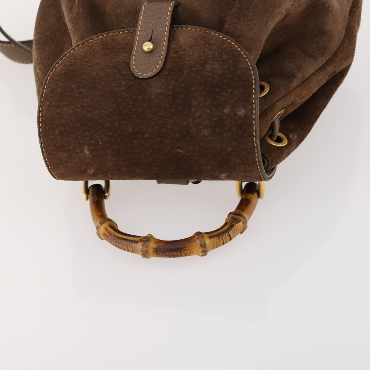 Gucci Gucci Bamboo Backpack Daim Brown Suede Backpack Bag (Pre-Owned)