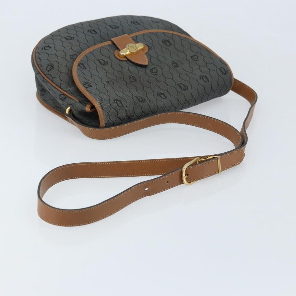 Christian Dior Vintage Honeycomb Flap Crossbody Bag Canvas And Leather Black Canvas Shoulder Bag Bag (Pre-Owned)
