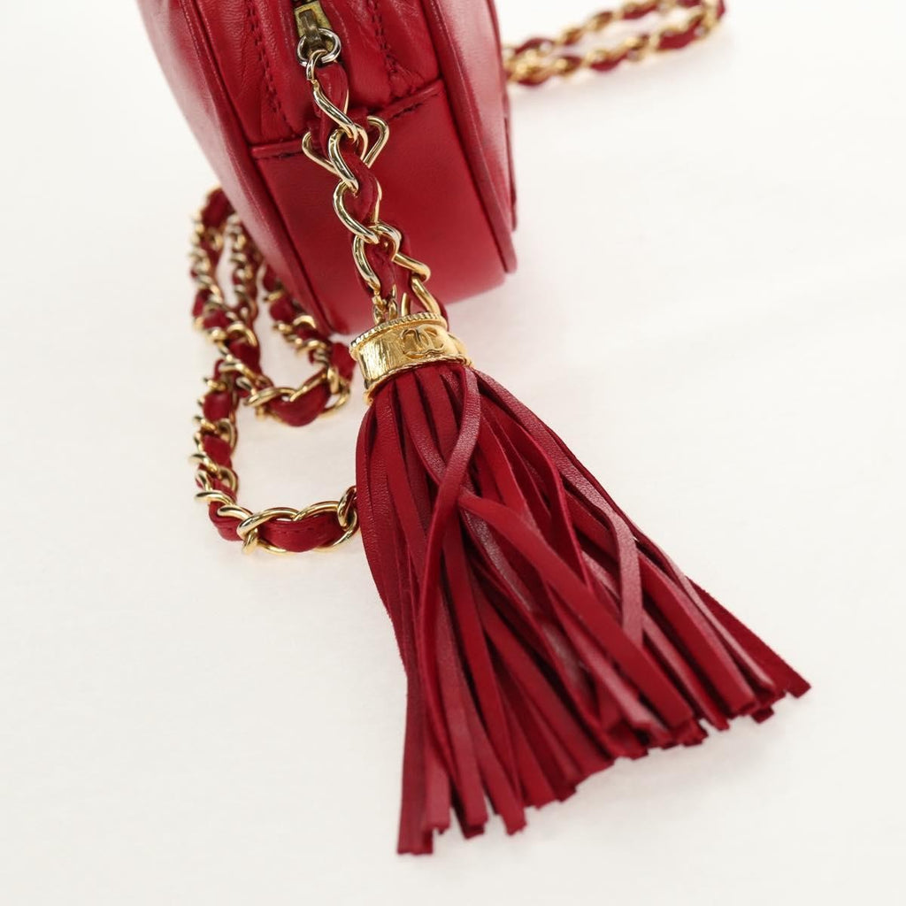 Chanel Vintage Oval Cc Tassel Crossbody Bag Leather Red Leather Shoulder Bag Bag