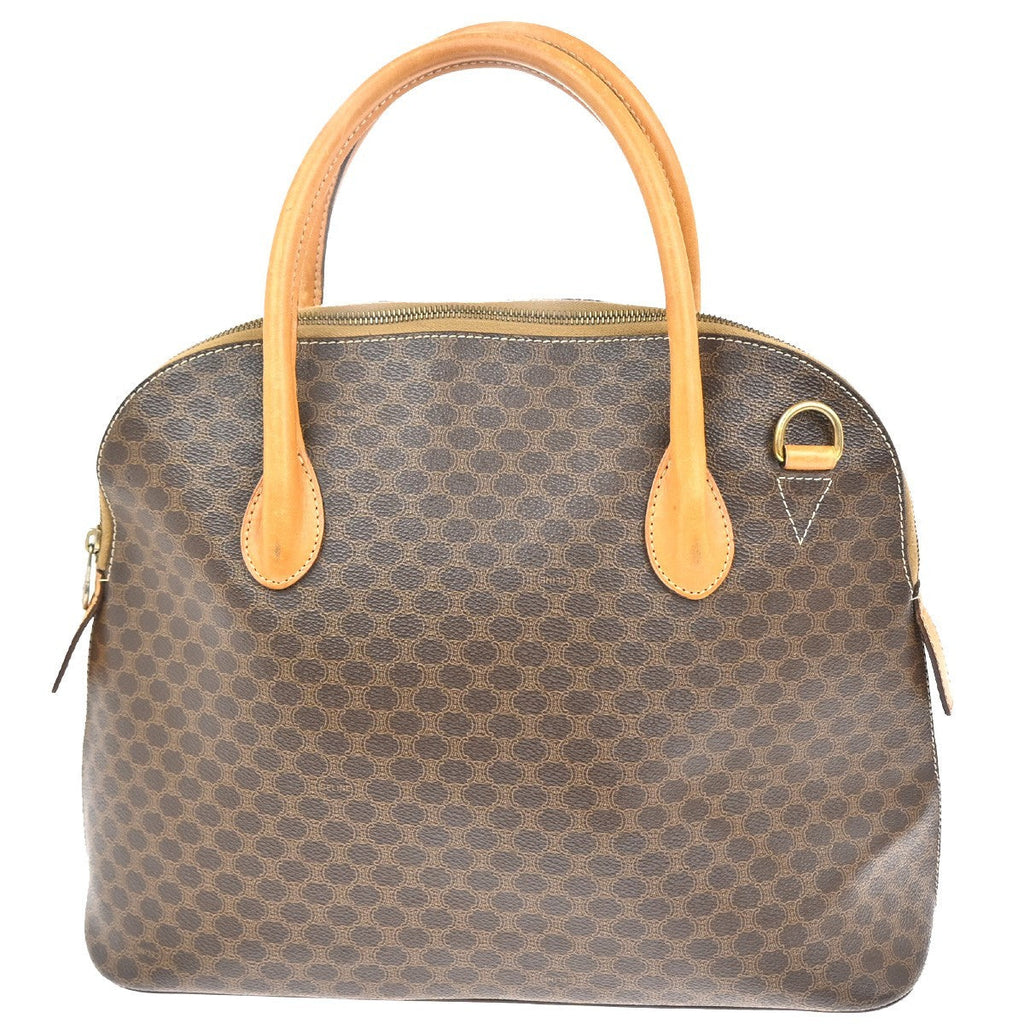 Celine Macadam Handbag Macadam With Leather Brown Pvc Handbag